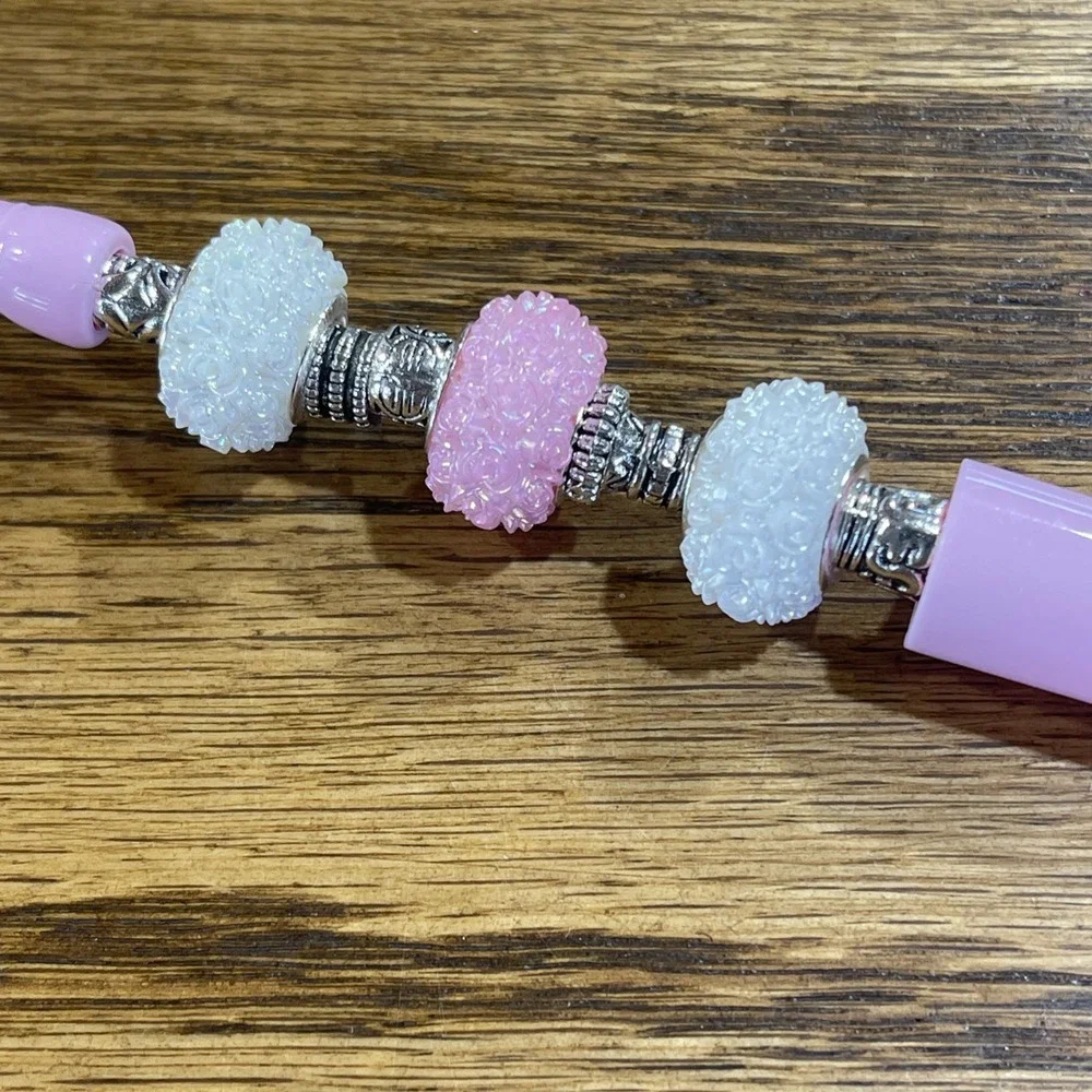 Decorated Multi Color Ink Pen + Refill & Matching Key Chain‎ Beaded Handmade NEW